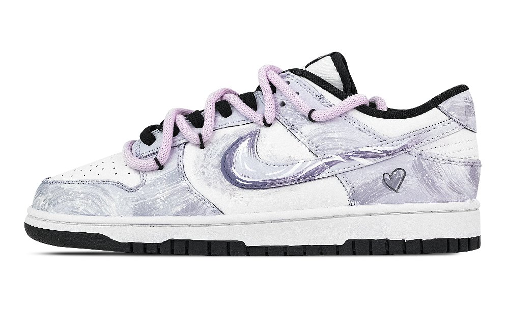 Nike Dunk Wind Blowing Bellflower Purple Abrasion Resistant Low Top Skateboard Shoes Unisex Purple White