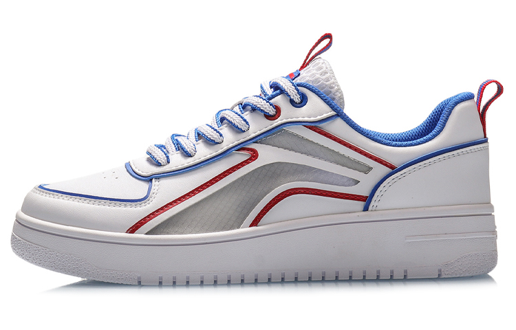 LiNing Cushioning Lightweight Low Top Skateboard Shoes Women's White Red Blue