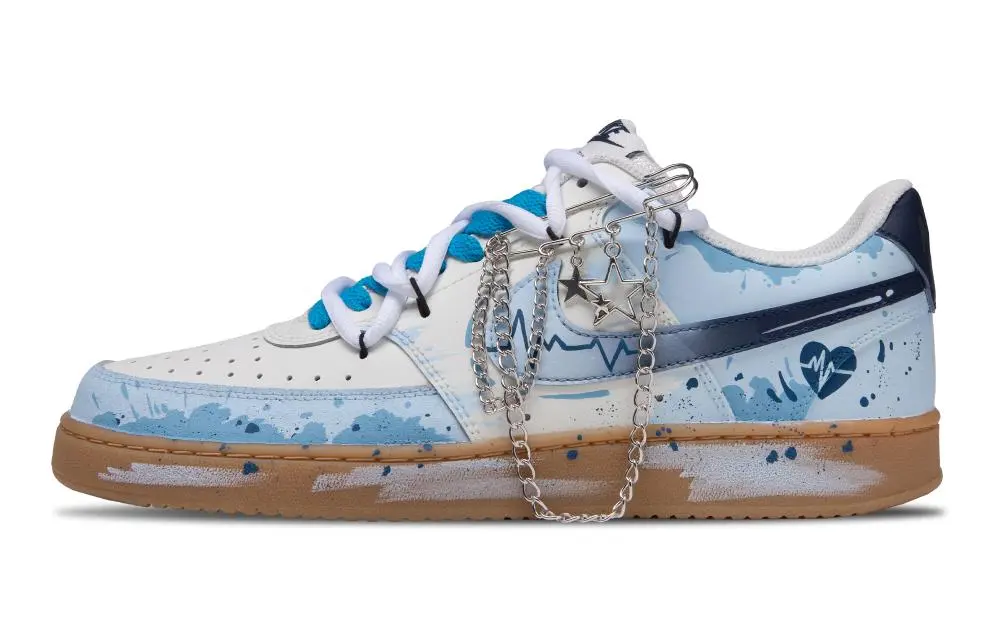 Nike Court Vision 1 Love Loading Low Top Skateboard Shoes Men's Lake Blue