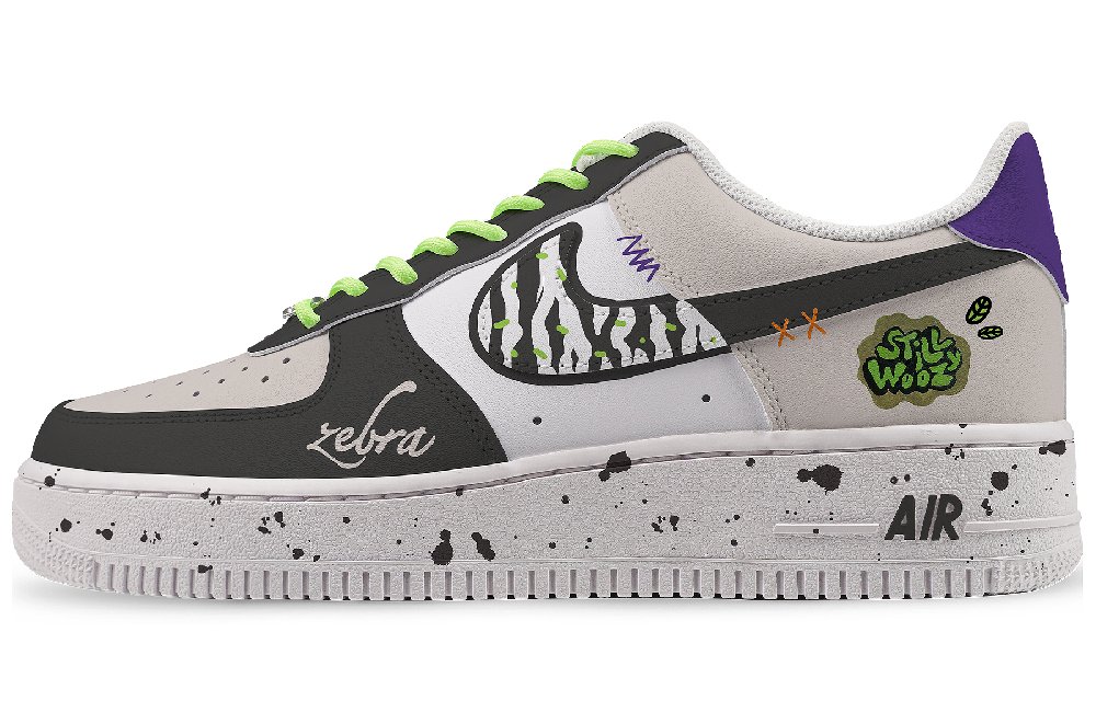 Nike Air Force 1 Dave's Brain Anti-Slip Wear-Resistant Low-Top Skateboard Shoes Unisex White Gray