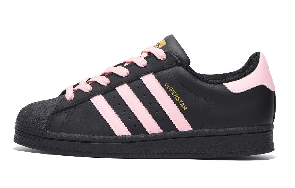 Adidas Originals SUPERSTAR Coverage Slip Resistant Impact Resistance Low Top Skateboard Shoes Unisex Black Pink