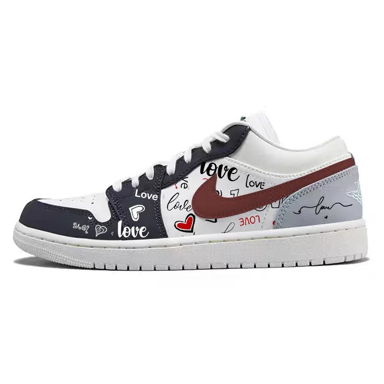 Jordan Air Jordan 1 Abrasion Resistant Low Top Vintage Basketball Shoes Men's Black Gray White