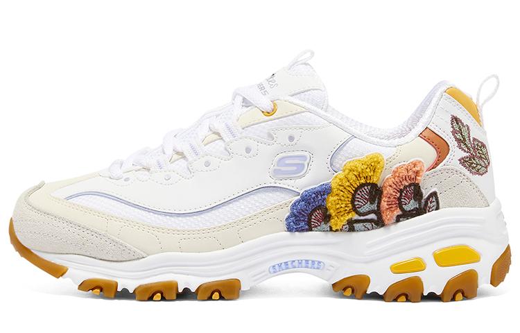 Skechers D'LITES 1.0 Cushioning Height Increasing Low-Top Chunky Sneakers Women's White Multicolor