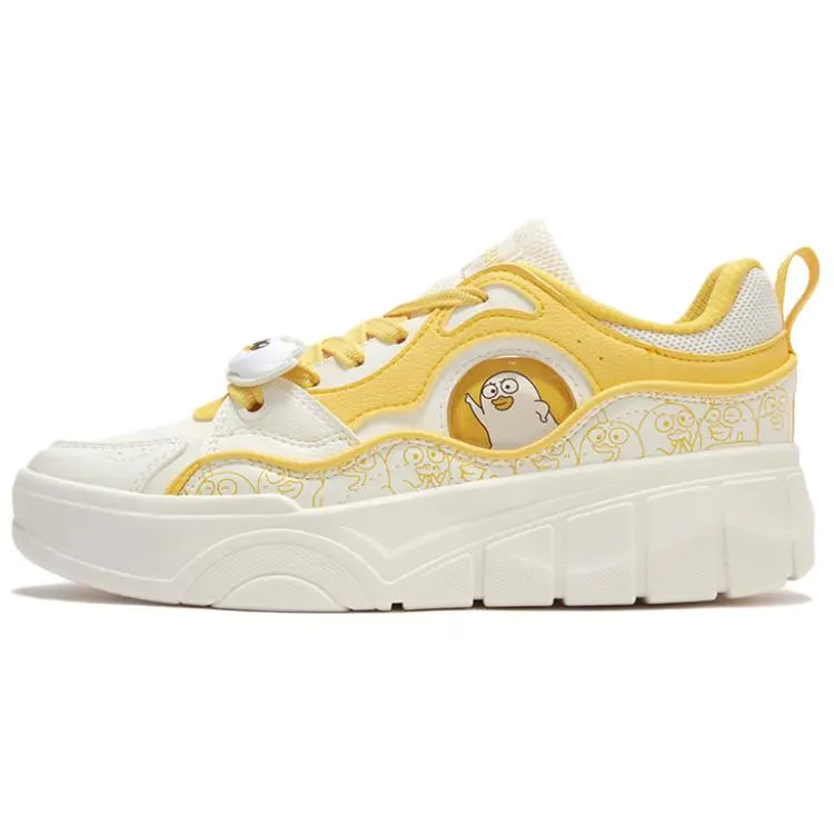 361° Slip Resistant Abrasion Resistant Mid top Skateboard Shoes Women's Yellow White