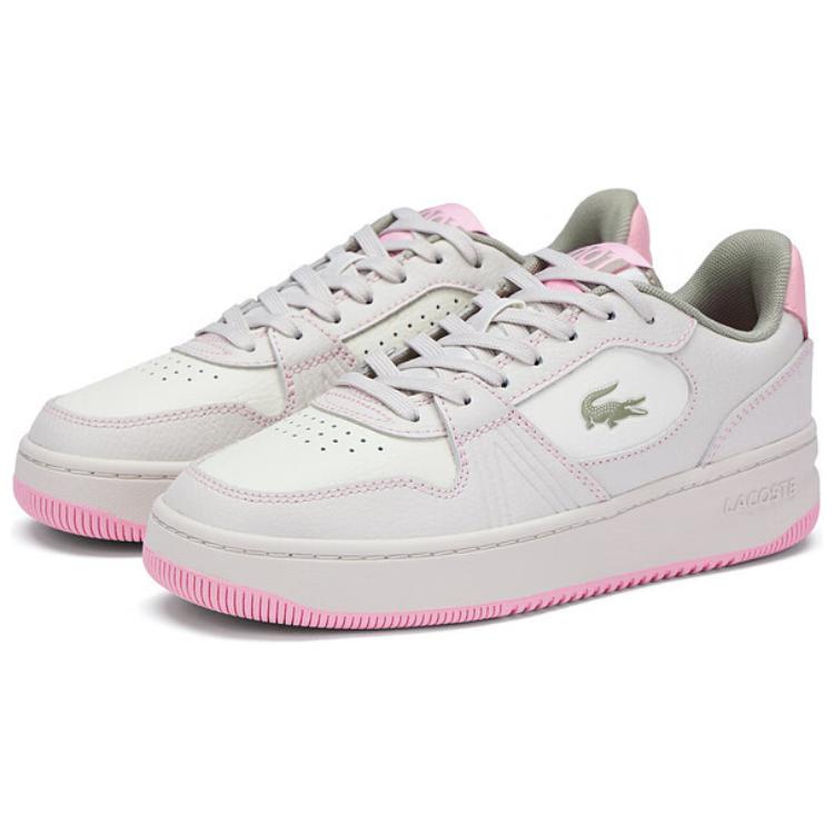 LACOSTE Wear-Resistant Low-Top Skateboard Shoes Women's Ecru Light Pink