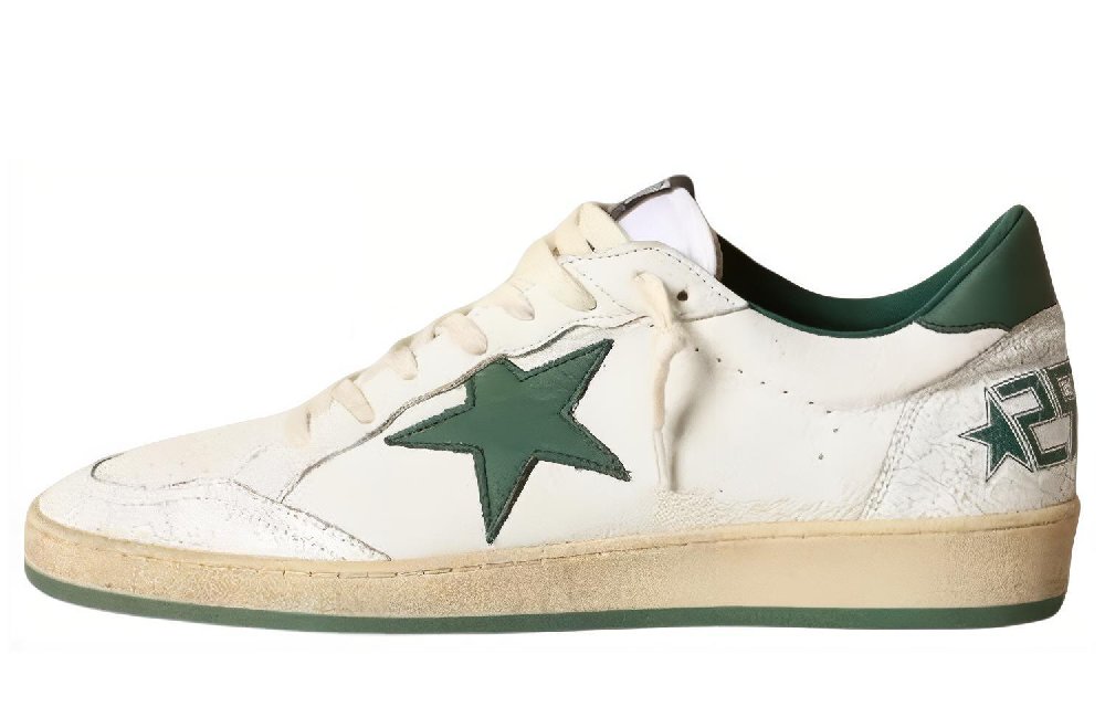 Golden Goose Ball Star White Green Star