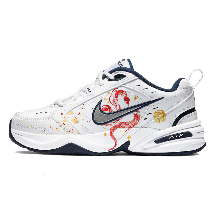 Nike Air Monarch 4 Anti-Slip Wear-Resistant Low-Top Chunky Sneakers Unisex Blue White