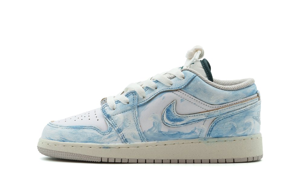 Jordan Air Jordan 1 Low Top Vintage Basketball Shoes Unisex Streambed Stone Blue
