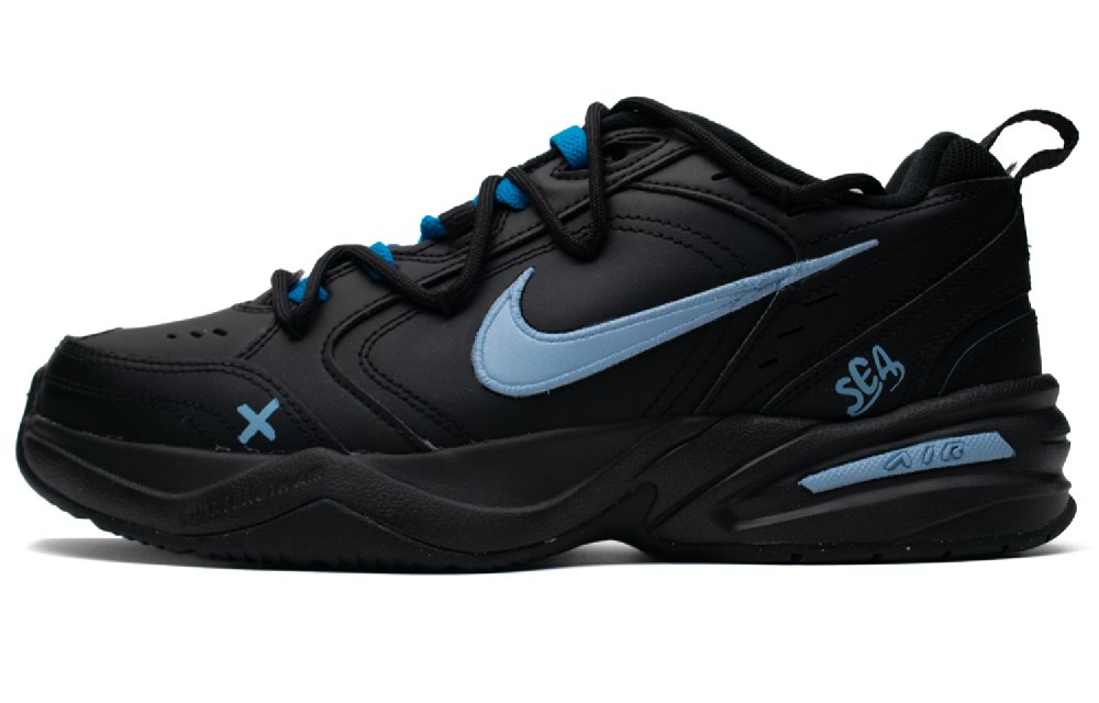 Nike Air Monarch 4 Deep Sea Anti-Slip Wear-Resistant Low-Top Chunky Sneakers Unisex Black Blue