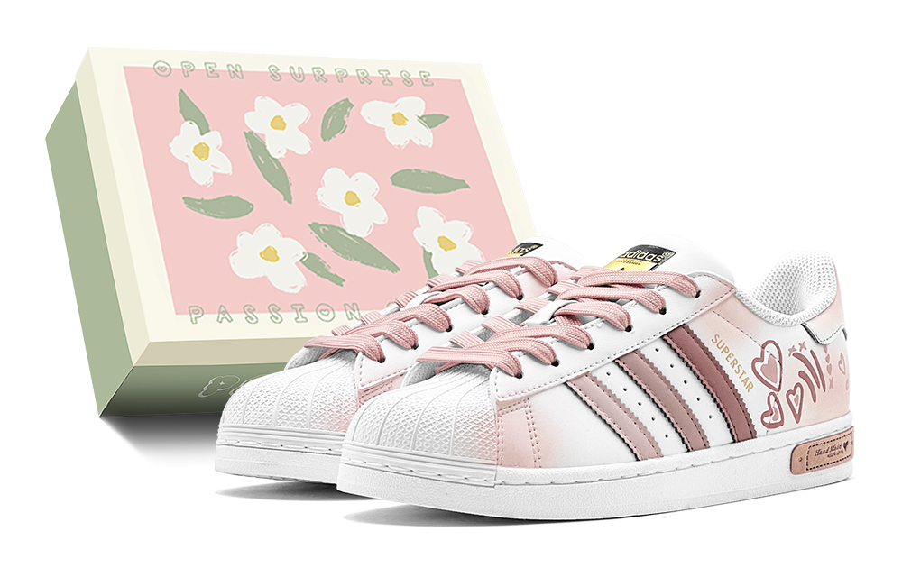 Adidas Originals SUPERSTAR 520 Gift Casual Iridescent Stars Low-Top Skateboard Shoes Unisex Pink