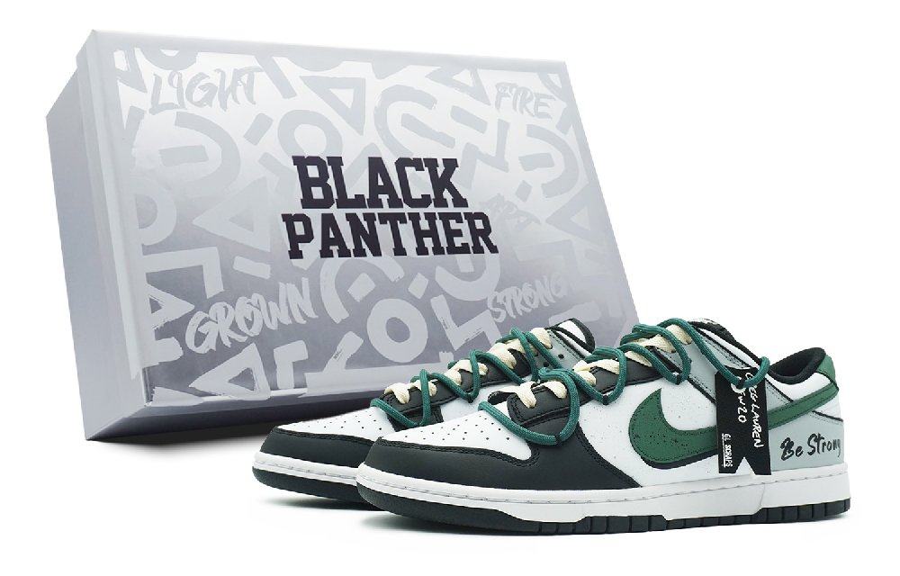 Nike Dunk Low-Top Skateboard Shoes GS Black Green