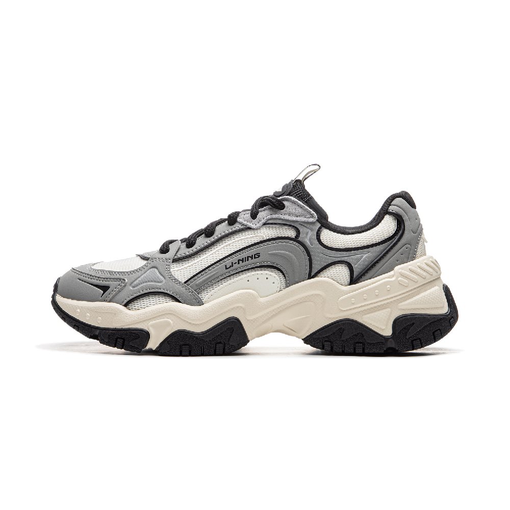 LiNing Brown Sugar V2 Cushioned Wear-Resistant Height Increasing Low-Top Casual Shoes Men's Gray White