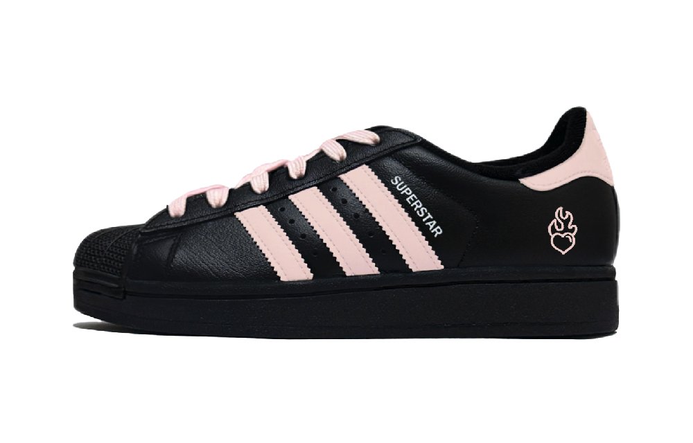 Adidas Originals Superstar 2 Puppy Fragment Low Top Skateboard Shoes Unisex Black Pink