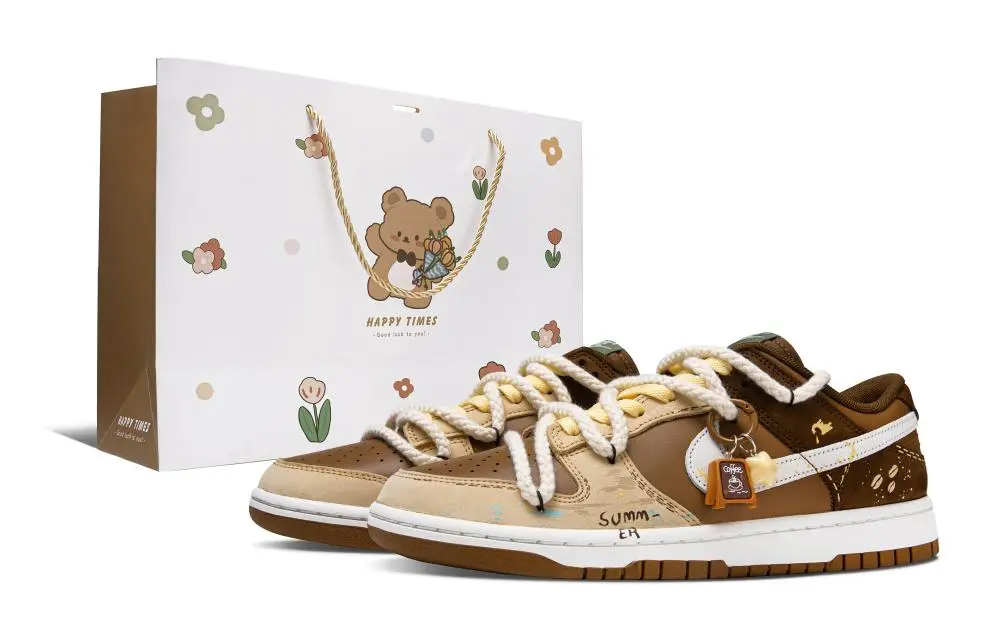 Nike Dunk Butter Latte Abrasion Resistant Low top Skateboard Shoes Unisex White Brown