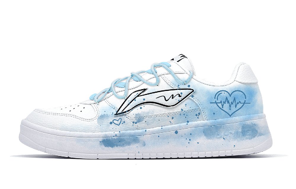LiNing Lightweight And Breathable Low Top Skateboard Shoes Men's White Blue