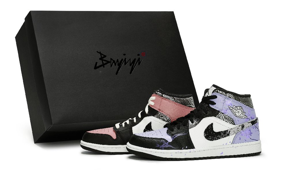 Jordan Air Jordan 1 Vintage Basketball Shoes Unisex Mid top Black/White/Gray/Purple/Pink