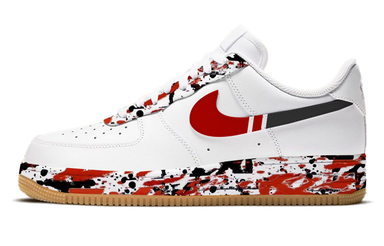 Nike Air Force 1 Skateboard Shoes Men Low-Top Black/Red/White