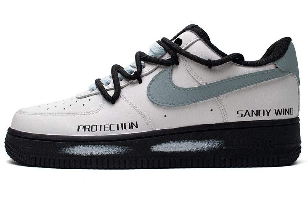 Nike Air Force 1 Sea Salt Slip Resistant Low Top Skateboard Shoes Unisex Black White Blue