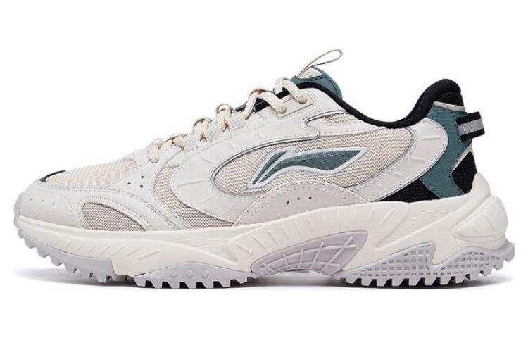 LiNing Star Wind Anti Slip Wear Resistant Low Top Sports Casual Shoes Men's White Gray Green