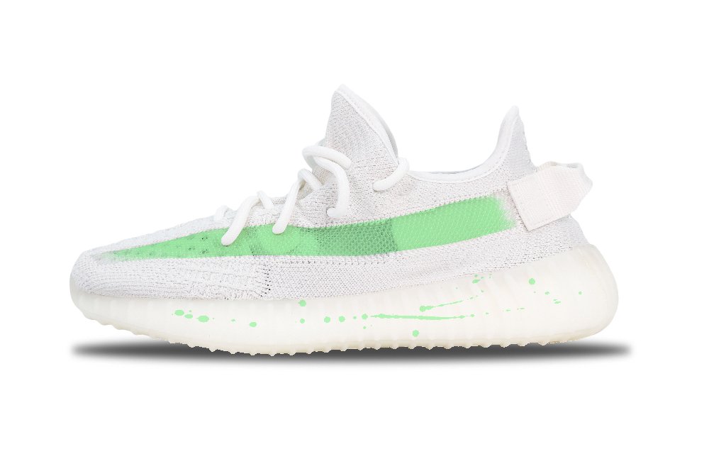 Adidas Originals Yeezy Boost 350 V2 Abrasion Resistant Low Top Casual Shoes Unisex White Green