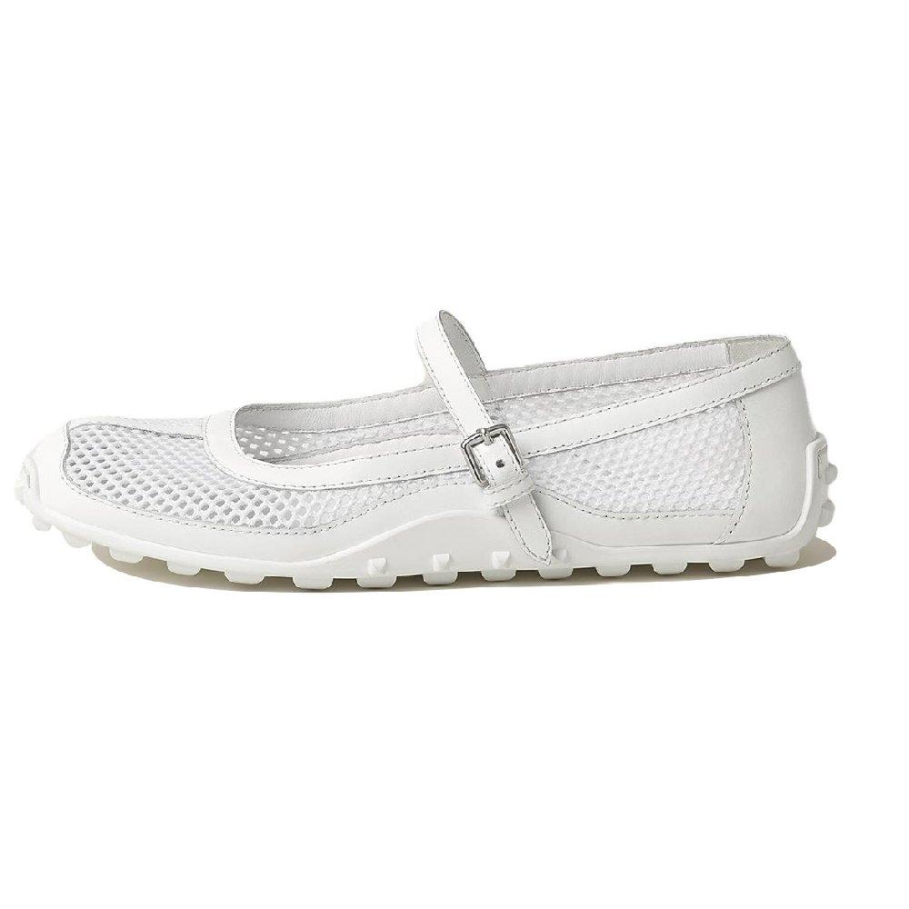 HERMES Flat Mary Jane Shoes Women's White