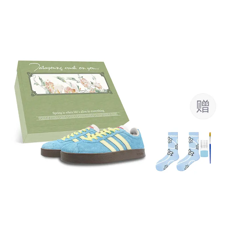 Adidas VL COURT 2.0 Cushioning, Wear Resistant Low Top Skateboard Shoes Unisex Blue Yellow