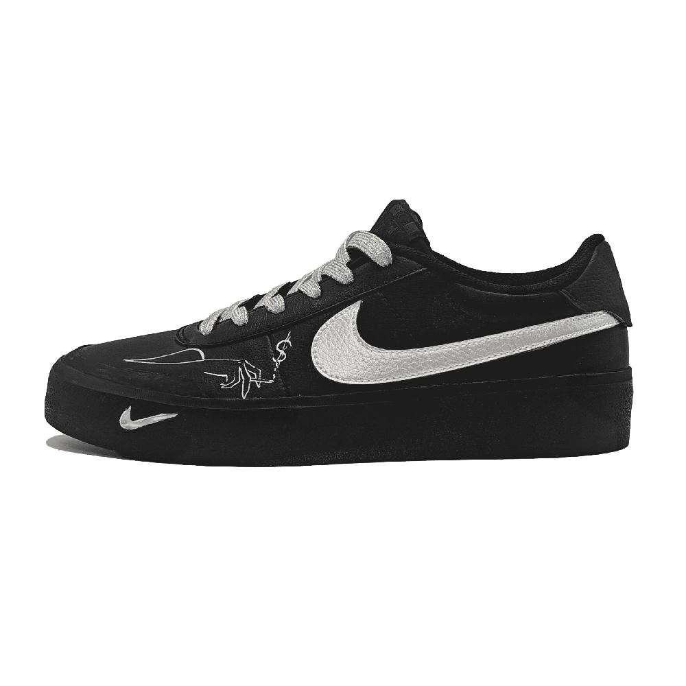 Nike Court Shot Vetiver Fragrance Wear resistant And Lightweight Low Top Skateboard Shoes Unisex Black Silver