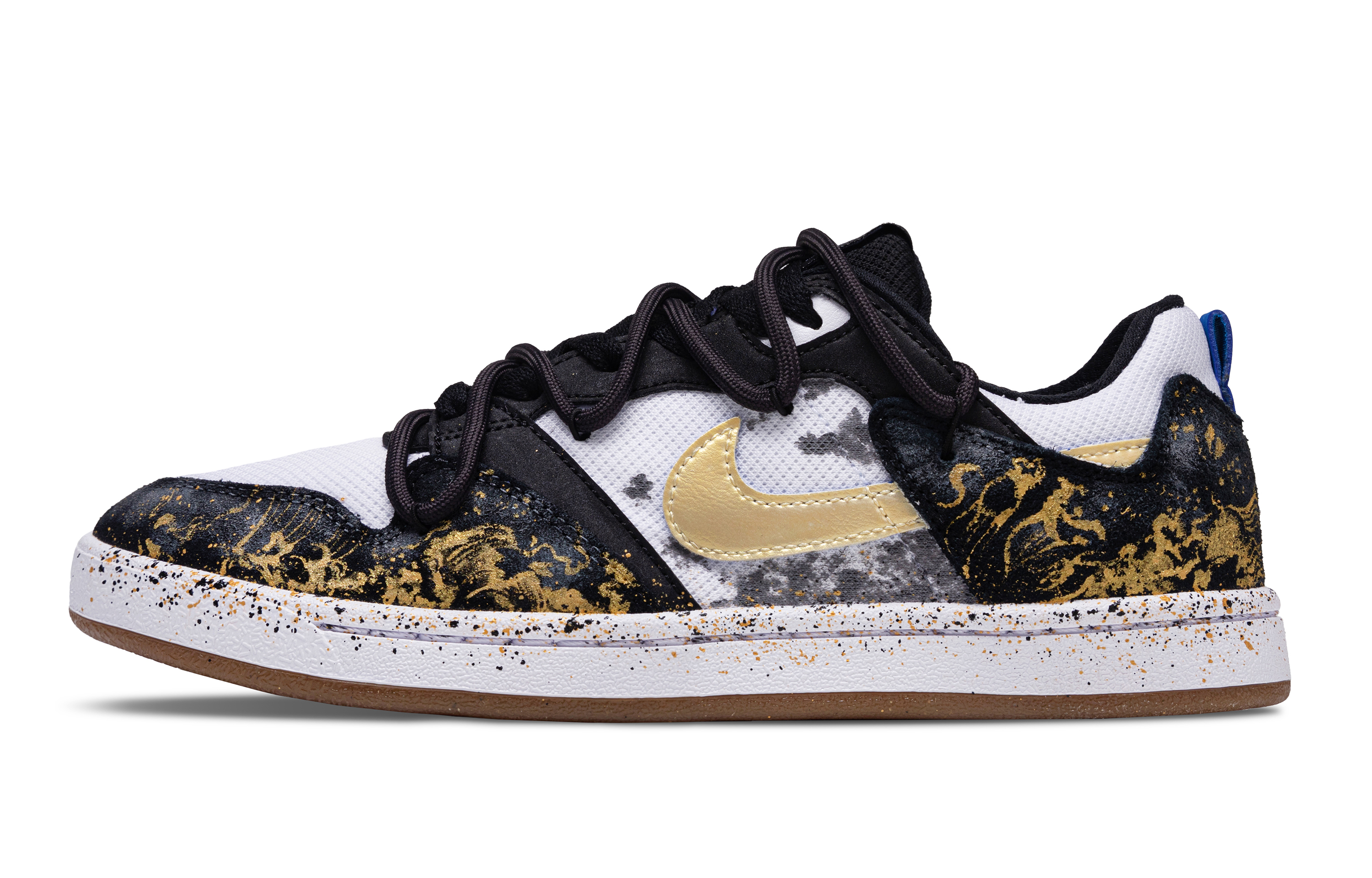 Nike SB Alleyoop Gold Wave Wash Sand Low top Skateboard Shoes Unisex Black Gold