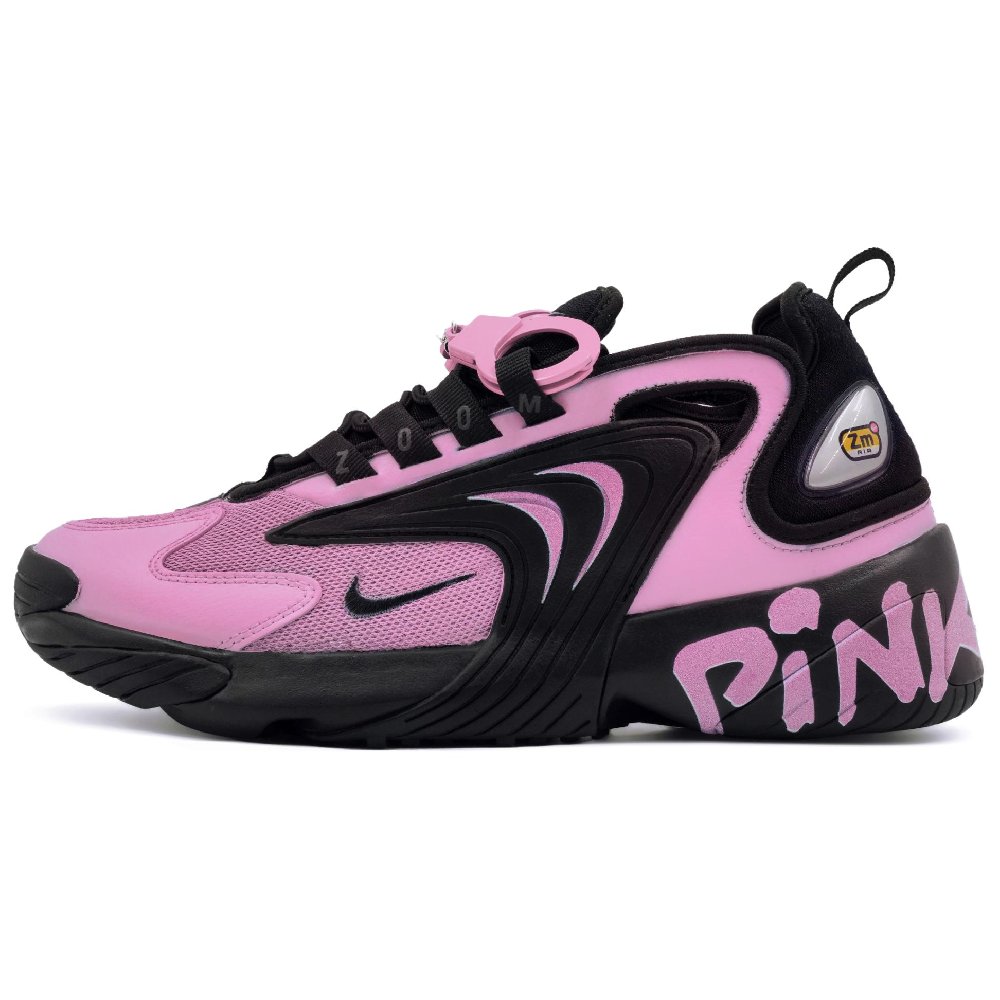 Nike Zoom 2K Kaleidoscope, Urban Chic Style Black Pink Low Top Chunky Sneakers Unisex Black Pink