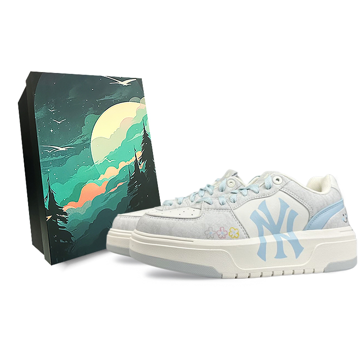 MLB Chunky Liner 24SS Wear-Resistant Slip-Resistant Low-Top Skateboard Shoes Unisex Blue Gray