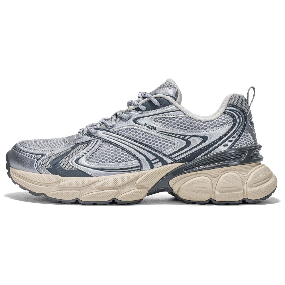 Kappa Back to Back Breathable And Lightweight Low Top Chunky Sneakers Unisex Cool Gray