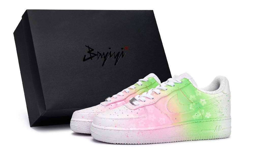 Nike Air Force 1 Anti-Slip Wear-Resistant Low-Top Skateboard Shoes Unisex White Pink Green