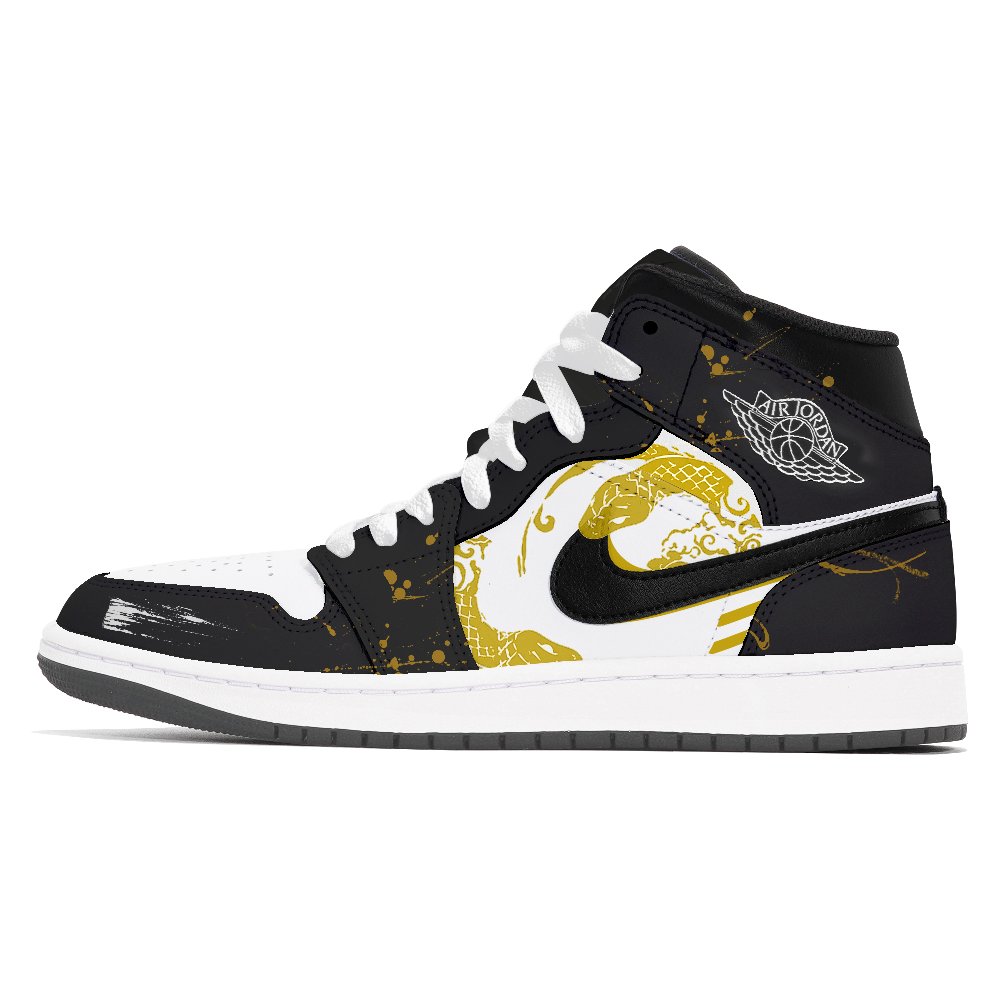 Jordan Air Jordan 1 Abrasion-Resistant Mid-Top Vintage Basketball Shoes Unisex Black