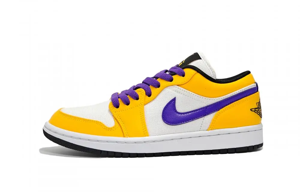 Jordan Air Jordan 1 Anti Slip Wear Resistant Low Top Vintage Basketball Shoes Unisex Yellow