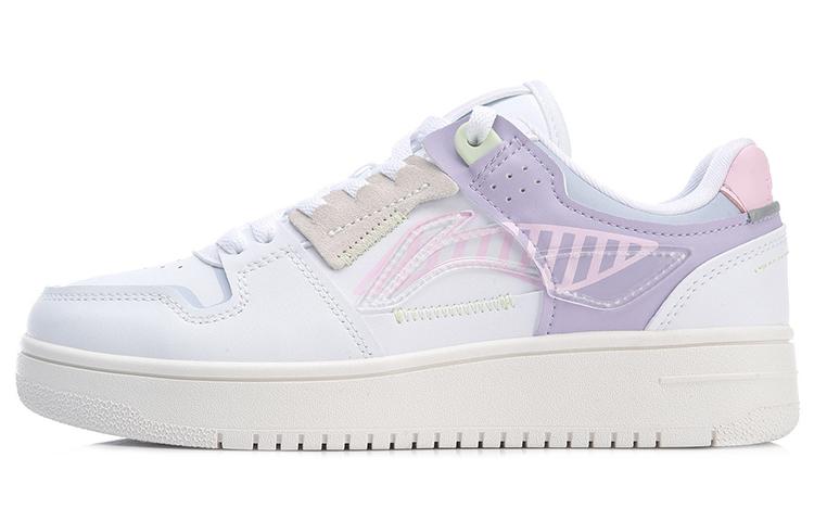 LiNing Tianji Anti-Slip Wear-Resistant Low-Top Skateboard Shoes Women's White Purple