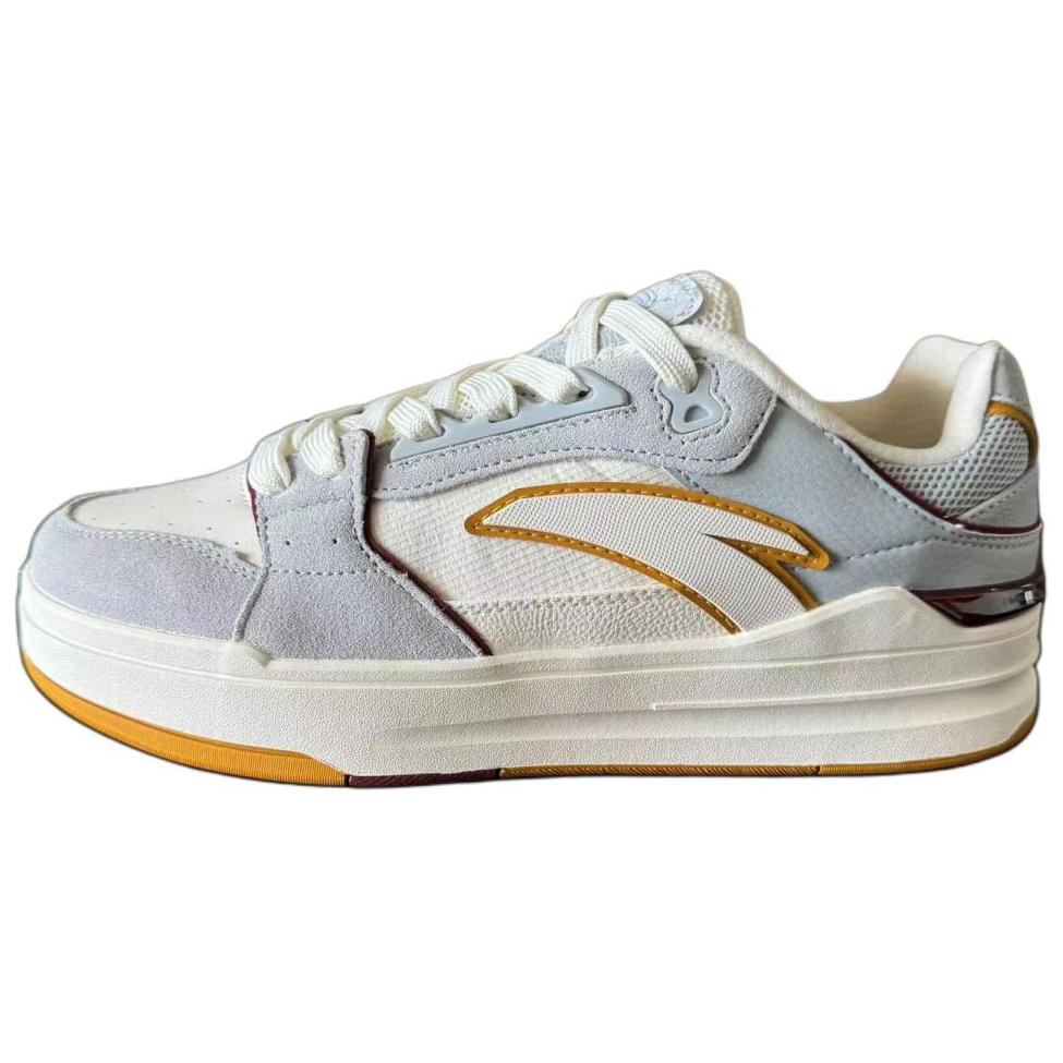 Anta Street Naughty Breathable Slip-Resistant Low-Top Skateboard Shoes Men's White Gray Yellow