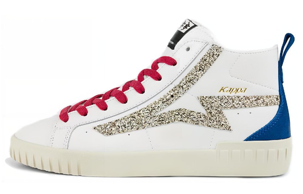 Kappa Anti-Slip And Wear-Resistant Height Increasing Coverage Mid-Top Skateboard Shoes Women's White Gold