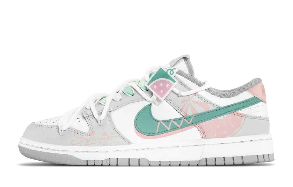 Nike Dunk Shock Absorbers Low Top Skateboard Shoes Women's Green Pink White