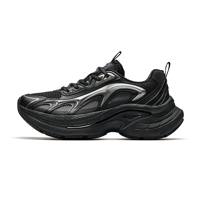 Anta Anti-Slip Wear-Resistant Low-Top Casual Shoes Women's Basic Black Gunmetal Gray