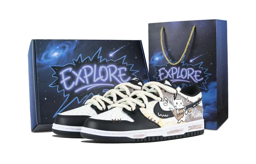 Nike Dunk Meow Harmony Box Abrasion Resistant Low top Skateboard Shoes Unisex Black Brown