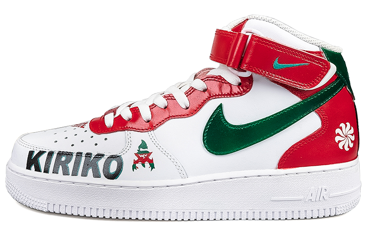Nike Air Force 1 07 Air Force 1 Mid-Top Skateboard Shoes Women's White Red Green