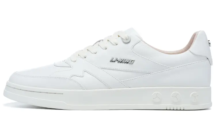 LI NING 1990 001 Lightweight Anti Slip Low top Skateboard Shoes Men's Standard White