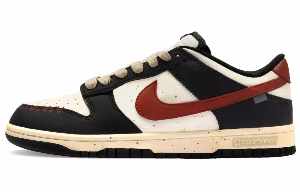 Nike Dunk Abrasion Resistant Low top Skateboard Shoes Unisex Black Gray Red