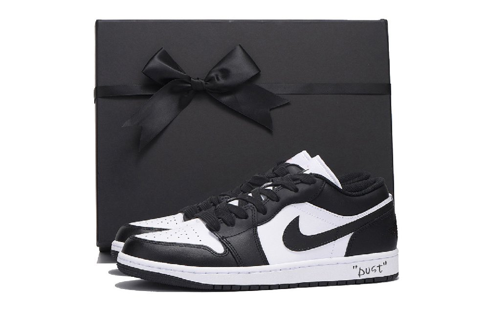 Jordan Air Jordan 1 Abrasion Resistant Coverage Low Top Vintage Basketball Shoes Unisex Black White