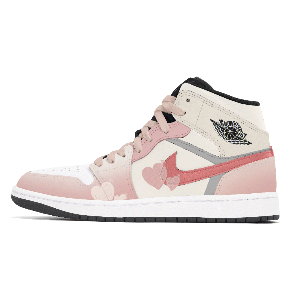 Jordan Air Jordan 1 Abrasion Resistant Slip Resistant Mid Top Vintage Basketball Shoes Men's Yellow Pink