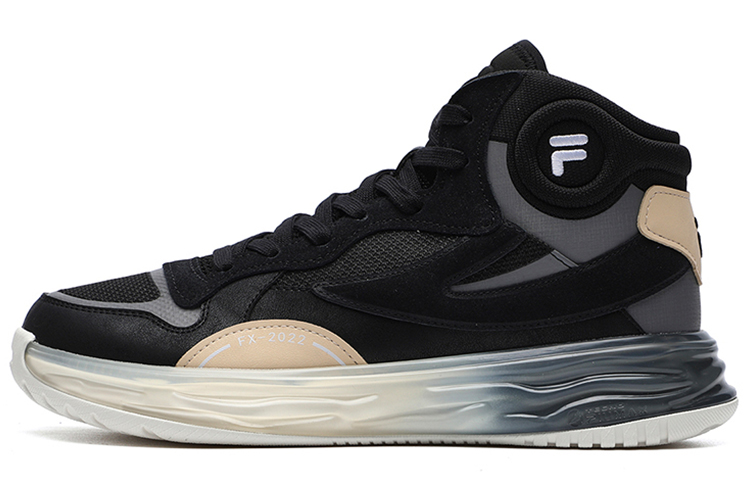 FILA FUSION FX-22 Cushioning Anti-Slip And Wear-Resistant Coverage Mid-Top Vintage Basketball Shoes Men's Black Gray