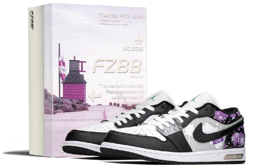 Jordan Air Jordan 1 Abrasion Resistant Shock Absorbers Low Top Vintage Basketball Shoes Men's Black Purple