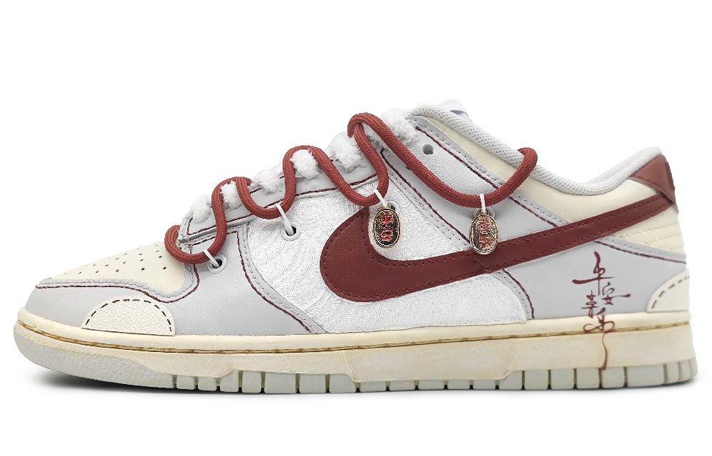 Nike Dunk Low-Top Skateboard Shoes Men's Red Gray