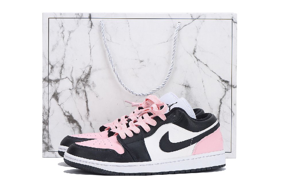 Jordan Air Jordan 1 Versatile Berry Box Abrasion Resistant Low Top Vintage Basketball Shoes Women's Black Pink
