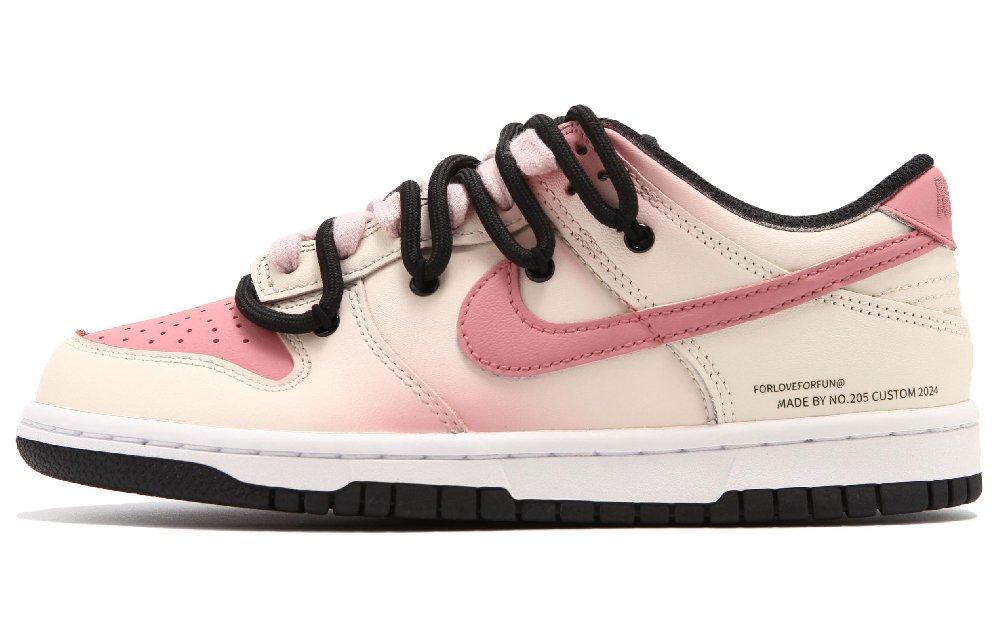 Nike Dunk Anti-Slip Wear-Resistant Low-Top Skateboard Shoes Unisex Beige Pink